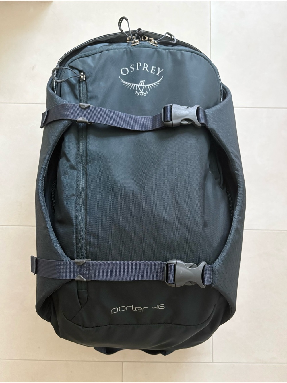 Osprey Porter 46 L Travel Backpack Black Duffle Bag Carry On Laptop Hiking